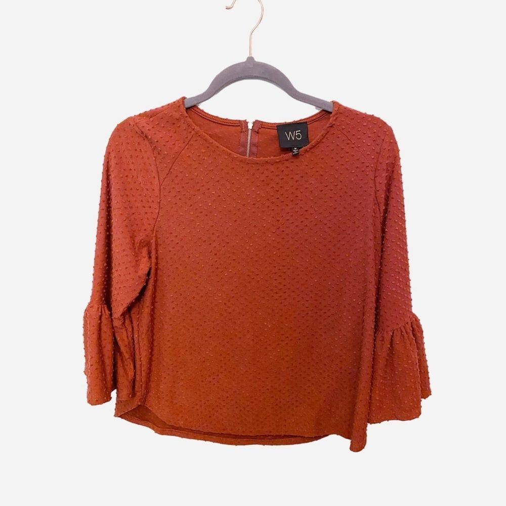 Rust Orange Blouse with Bell Sleeve W5 - Size M